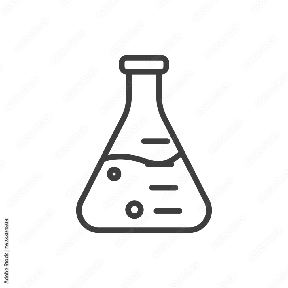Chemical flask icon vector in linear style Chemical flask icon vector in linear style