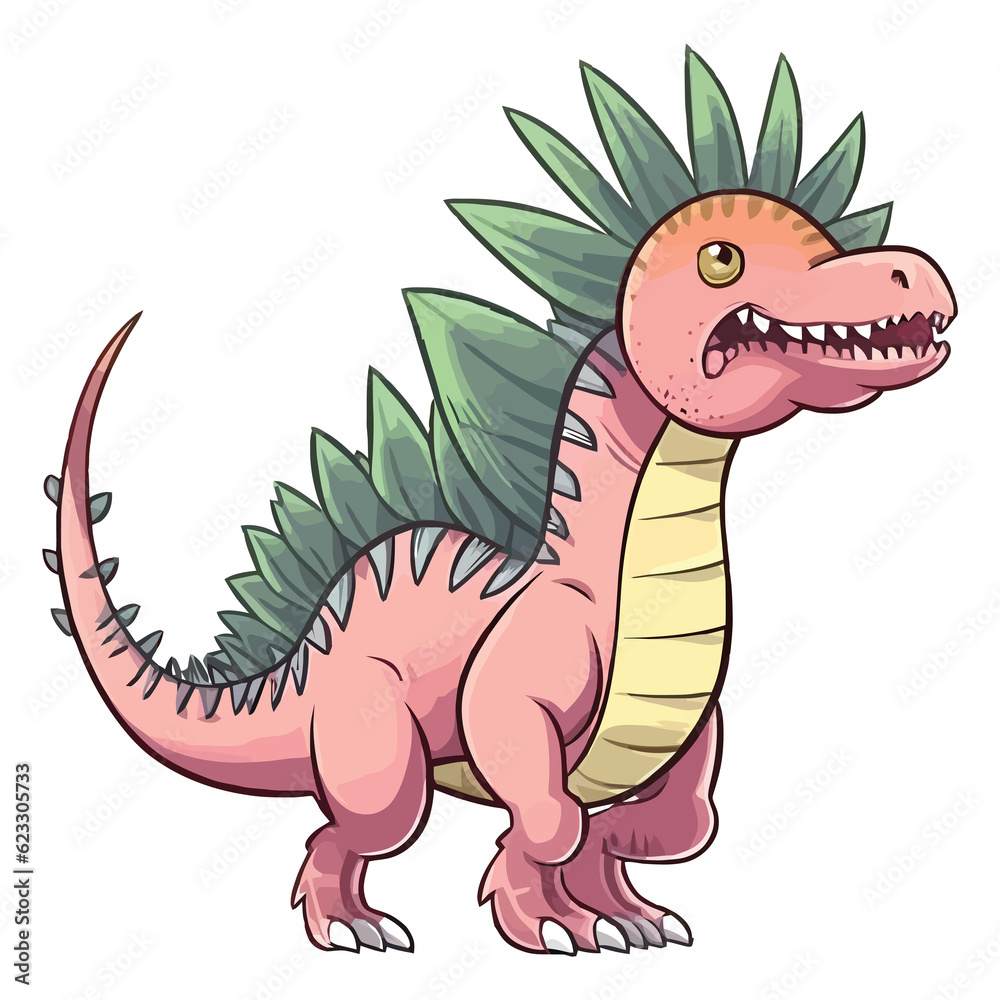 Fototapeta premium Jurassic Joy: Cute and Colorful Spinosaurus Dinosaur Art