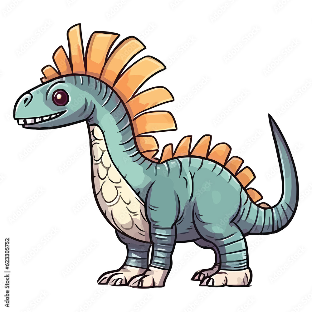 Naklejka premium Jurassic Joy: Cute and Colorful Spinosaurus Dinosaur Art