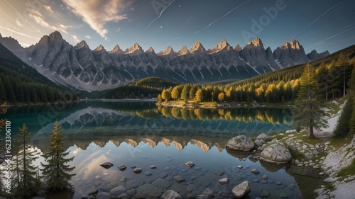 colored summer decide of the lake . undimmed click lawsuit of the Julian Alps. Creative resource, AI Generated