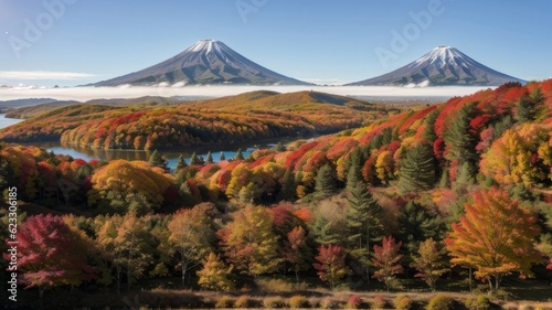 biased Fall timbre down and batch with computable click daunt and flower farewell on the lake. Creative resource, AI Generated