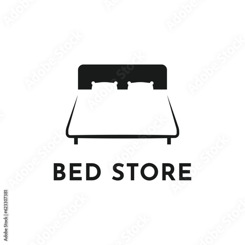 Simple bed logo design creative idea