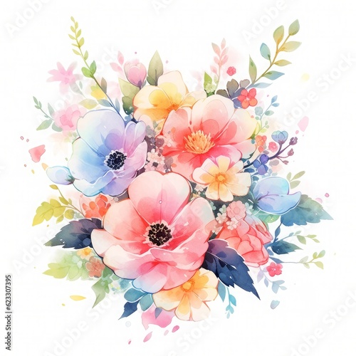 Watercolor Flower Clipart Set, Watercolor Flower Bundle, Watercolor Floral Clipart, Generated by AI © Enamul