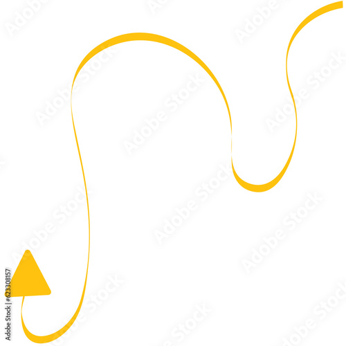 Digital png illustration of yellow ribbon with arrow on transparent background