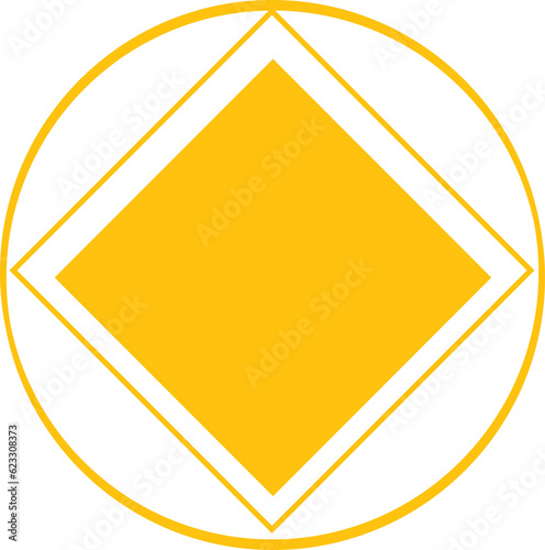 Digital png illustration of yellow shapes in circle on transparent background