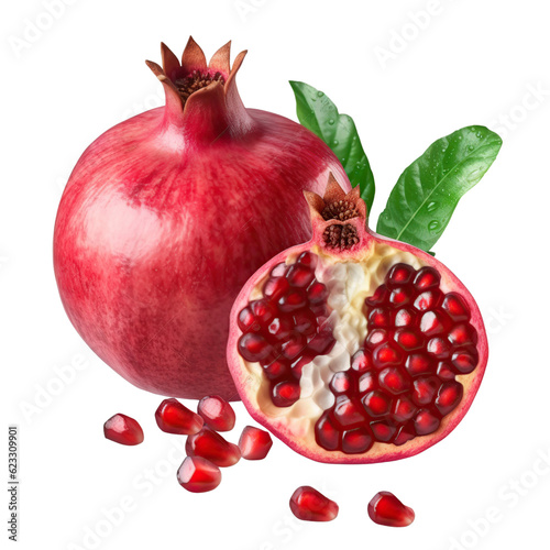Pomegranate, isolated on transparent background.