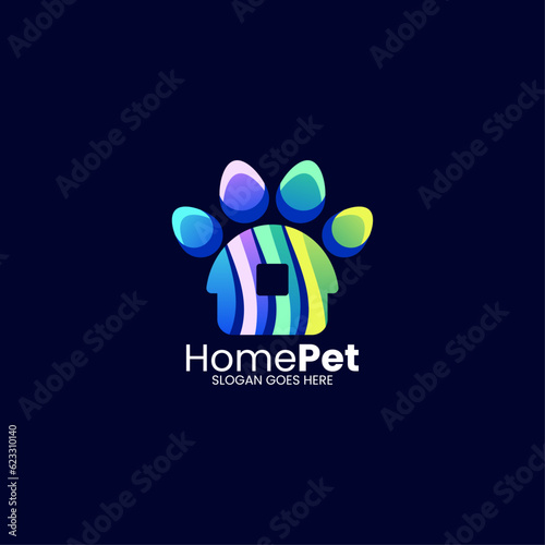 Vector Logo Illustration Home Pet Gradient Colorful Style