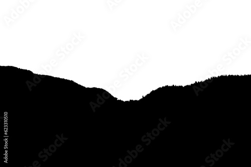 Digital png illustration of black silhouette of grass hill on transparent background