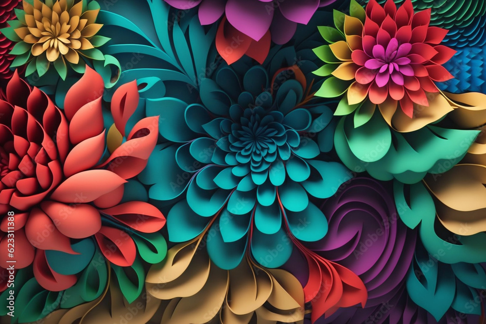3d floral colorful bouquet background generative ai