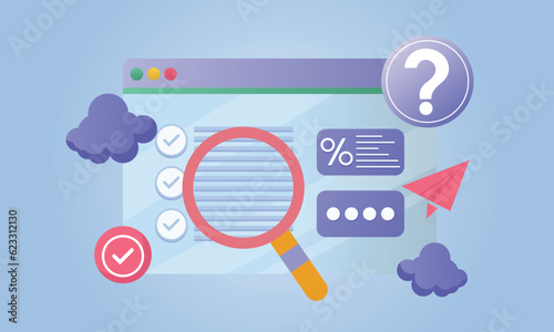 Online communication, getting help information, asking and answering questions. Online Support center.on blue background.Vector Design Illustration.