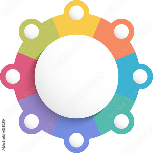 Circle diagram template with eight steps or options, infographic template