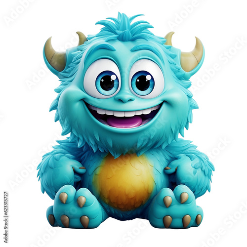 Cute Funny Monster illustration. Generative AI