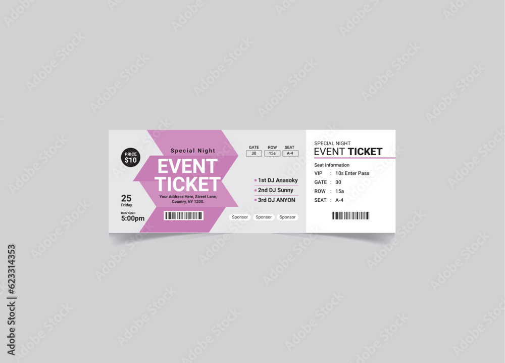 Obraz premium Event Ticket Template Vector file