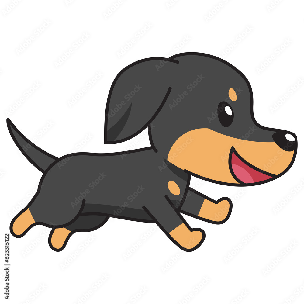 Cartoon character dachshund dog for design.