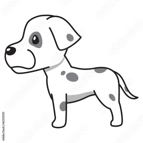 Cartoon character dog side view for design.