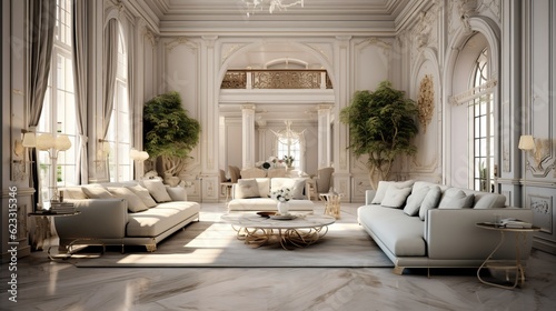 luxury elegance interior design of contemporary formal living area daylight clean and clear interior element, image ai generate