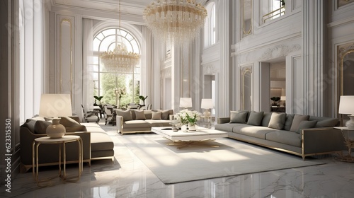 luxury elegance interior design of contemporary formal living area daylight clean and clear interior element, image ai generate