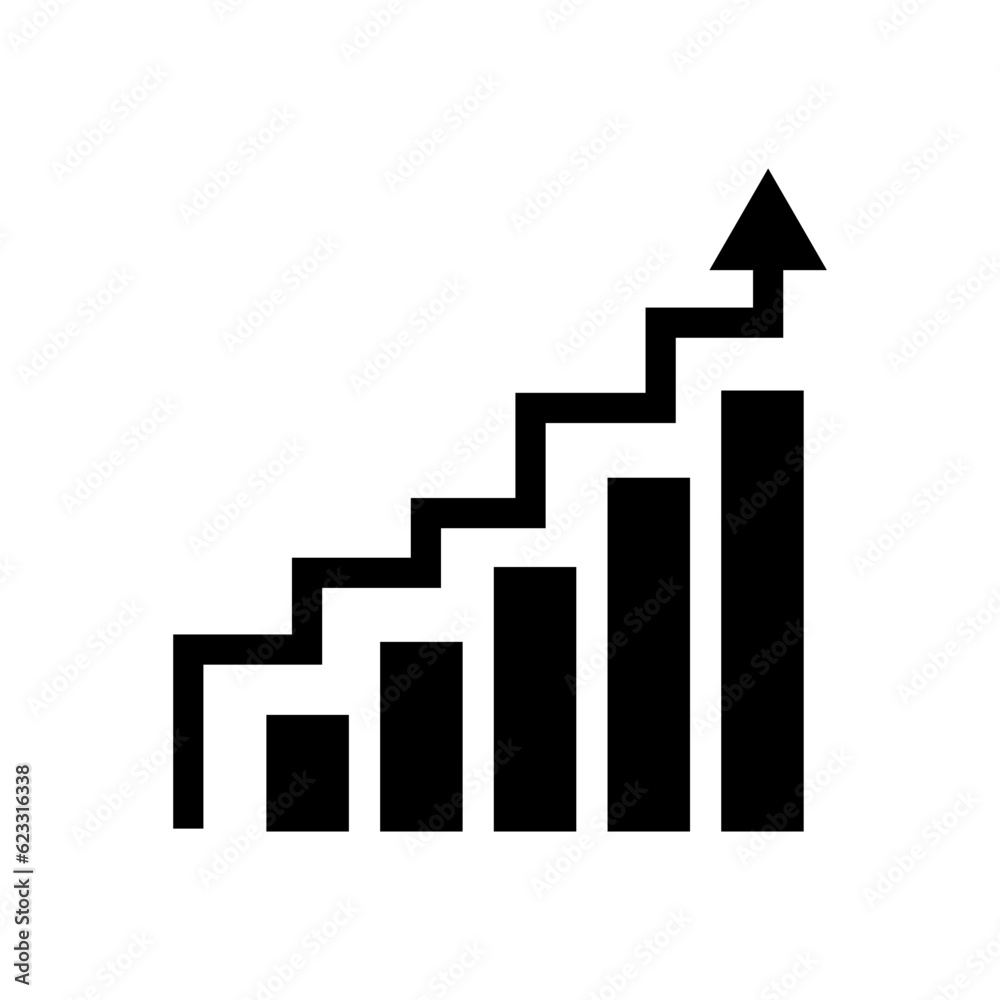Stairway rising bar graph silhouette icon. Vector. Stairway rising bar graph silhouette icon. Vector.