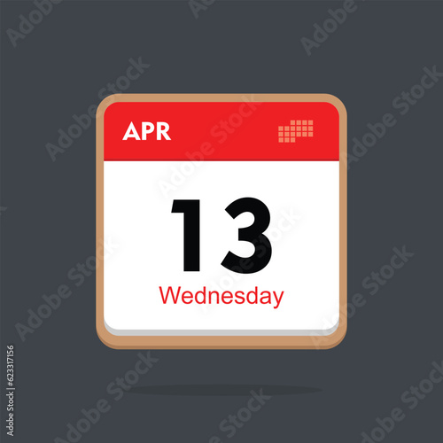 wednesday 13 april icon with black background, calender icon