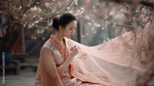 Japanese woman in traditional kimono dress © jambulart