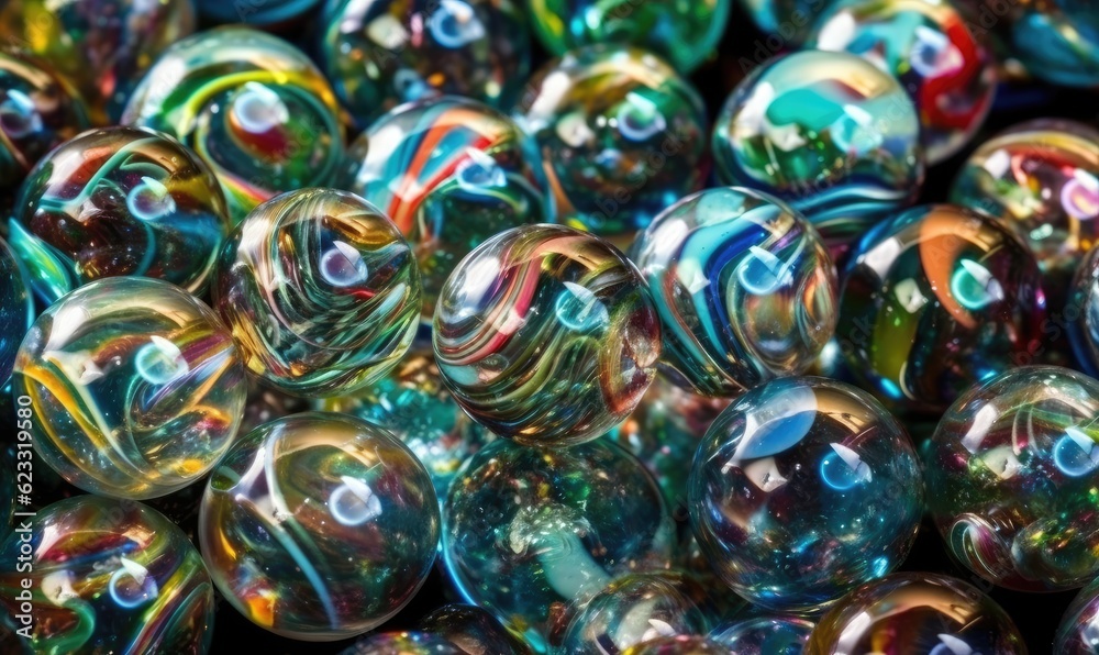 Abstract background of iridescent carnival marbles Creating using generative AI tools