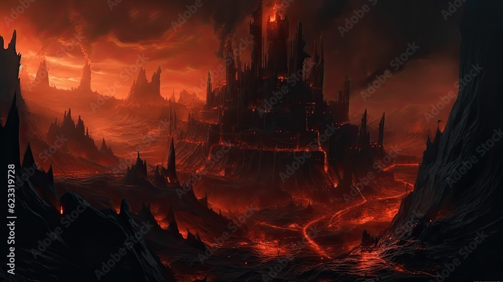 Obraz premium fire castle or hell castle