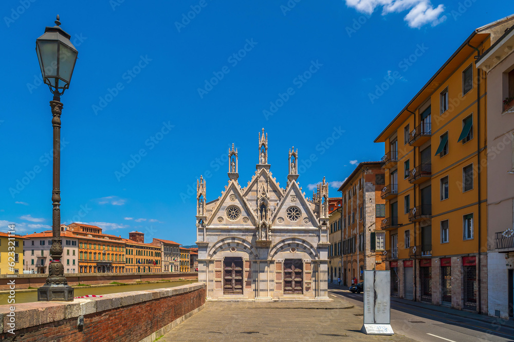 Santa Maria della Spina, beautiful Church near river Arno in Pisa, Tuscany
