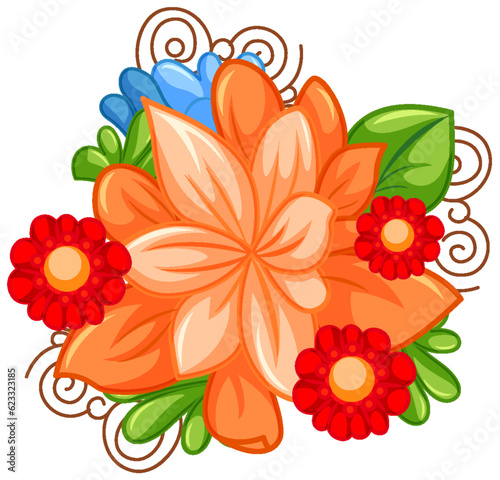 Colourful flower cartoon for summer decoration