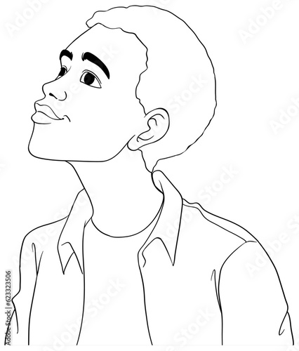 African man cartoon character doodle outline