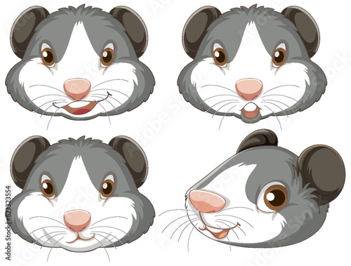 Set of hamster rodents cartoon character