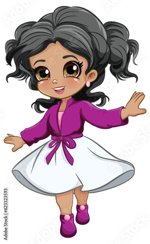 Cute girl dancing isolated