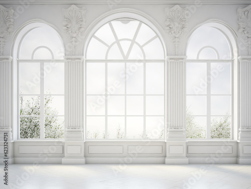 white empty room with big window  generative ai