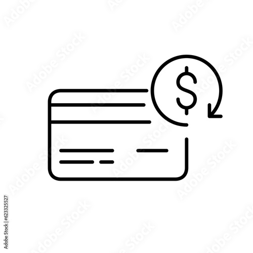 Credit card with cash back option. Receiving bonus money on each transaction. Pixel perfect, editable stroke icon