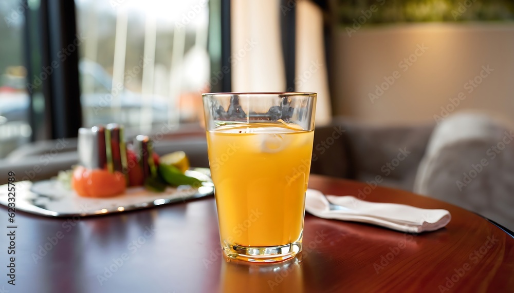 A glass of orange juice on the table A glass of orange juice on the table