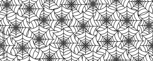black white spider web seamless pattern