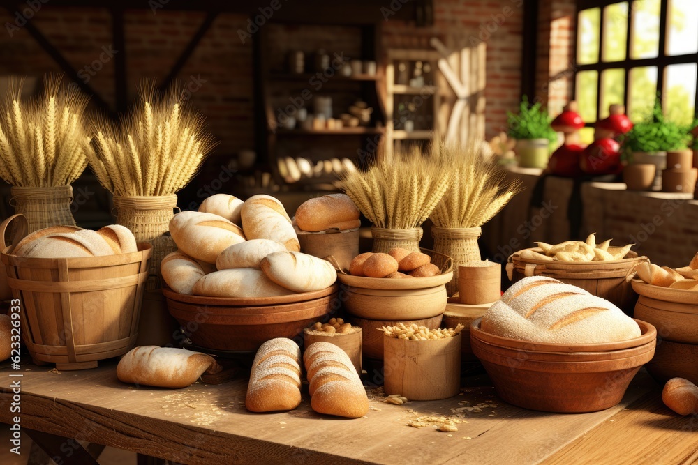 fresh bread on a table