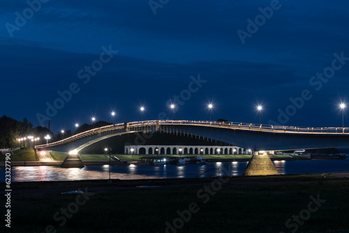 bridge over river at night