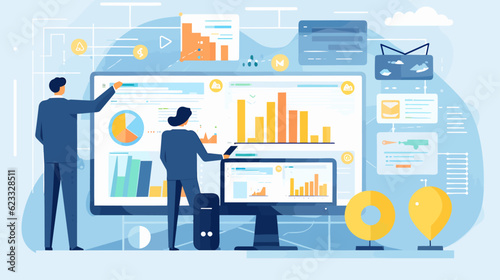 Conceptual vector illustration of business analysis operations.