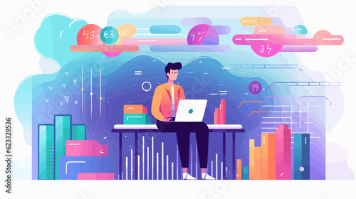 Conceptual vector illustration of business analysis operations.