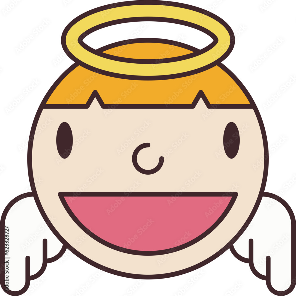 Angel line filled icon. Face halloween icon simple cartoon style. Angel line filled icon. Face halloween icon simple cartoon style.