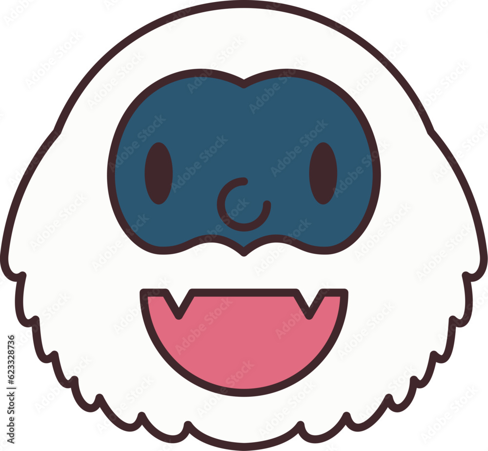 Yeti line filled icon. Face halloween icon simple cartoon style.
