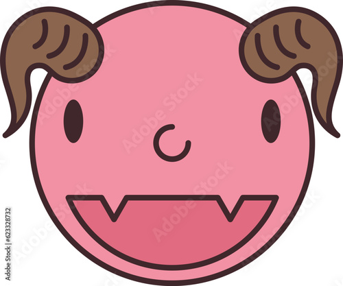 Devil line filled icon. Face halloween icon simple cartoon style.