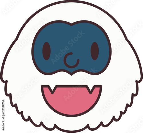 Yeti line filled icon. Face halloween icon simple cartoon style.