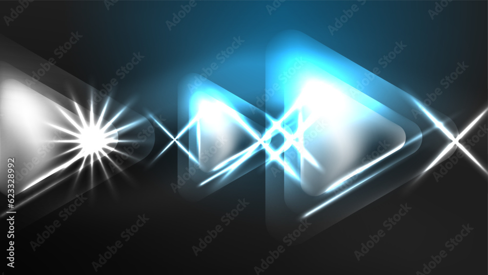 Fototapeta premium Digital Neon Abstract Background, Triangles And Lights Geometric Design Template