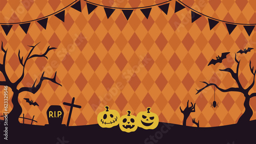 ハッピーハロウィンのイメージ背景フレームイラスト