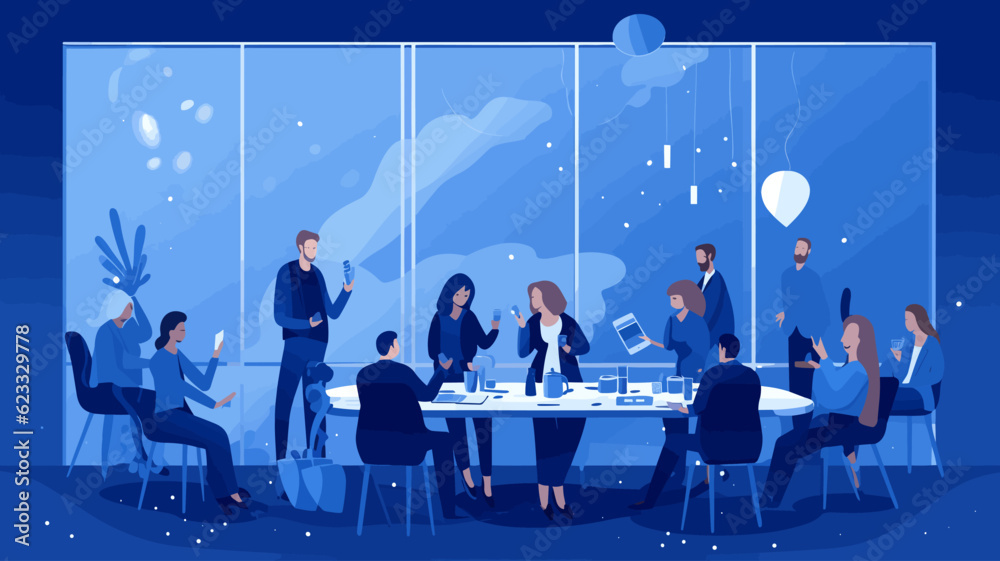 Conceptual vector illustration of a meeting scene at a company. Conceptual vector illustration of a meeting scene at a company.