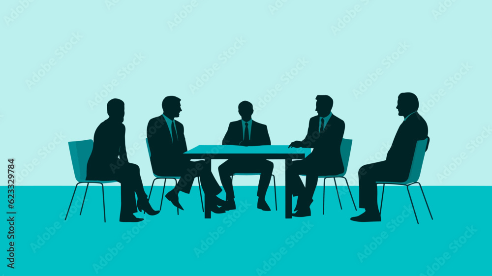 Conceptual vector illustration of a meeting scene at a company. Conceptual vector illustration of a meeting scene at a company.