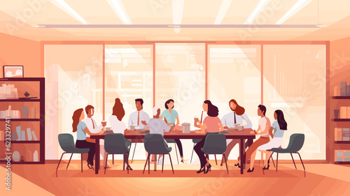 Conceptual vector illustration of a meeting scene at a company.