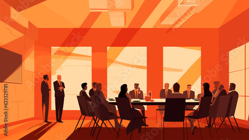 Conceptual vector illustration of a meeting scene at a company.