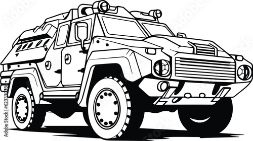 Combat Vehicle Logo Monochrome Design Style